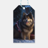 Finse Lapphund Sneeuwslee Kerst Decor Cadeaulabel (Voorkant)