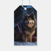 Finse Lapphund Sneeuwslee Kerst Decor Cadeaulabel (Achterkant)