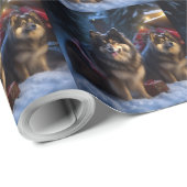 Finse Lapphund Sneeuwslee Kerst Decor Cadeaupapier (Rol Hoek)