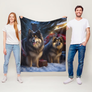 Finse Lapphund Sneeuwslee Kerst Decor Fleece Deken