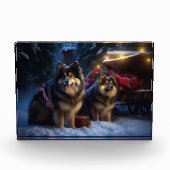Finse Lapphund Sneeuwslee Kerst Decor Fotoblokken (Voorkant)