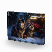 Finse Lapphund Sneeuwslee Kerst Decor Fotoblokken (Rechts)