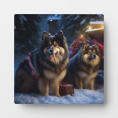 Finse Lapphund Sneeuwslee Kerst Decor Fotoplaat (Voorkant)