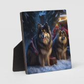 Finse Lapphund Sneeuwslee Kerst Decor Fotoplaat (Voorkant)