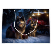 Finse Lapphund Sneeuwslee Kerst Decor Groot Cadeauzakje (Voorkant)