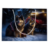 Finse Lapphund Sneeuwslee Kerst Decor Groot Cadeauzakje (Achterkant)