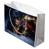 Finse Lapphund Sneeuwslee Kerst Decor Groot Cadeauzakje (Achterkant Gekanteld)