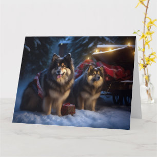 Finse Lapphund Sneeuwslee Kerst Decor Kaart