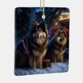 Finse Lapphund Sneeuwslee Kerst Decor Keramisch Ornament (Rechts)
