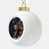 Finse Lapphund Sneeuwslee Kerst Decor Keramische Bal Ornament (Rechts)