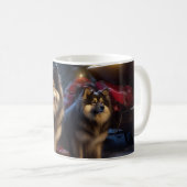 Finse Lapphund Sneeuwslee Kerst Decor Koffiemok (Voorkant rechts)
