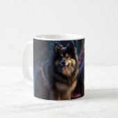 Finse Lapphund Sneeuwslee Kerst Decor Koffiemok (Voorkant links)