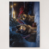 Finse Lapphund Sneeuwslee Kerst Decor Legpuzzel (Verticaal)