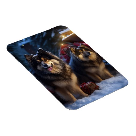 Finse Lapphund Sneeuwslee Kerst Decor Magneet (Rechterzijde)