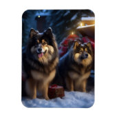 Finse Lapphund Sneeuwslee Kerst Decor Magneet (Verticaal)