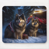 Finse Lapphund Sneeuwslee Kerst Decor Muismat (Voorkant)