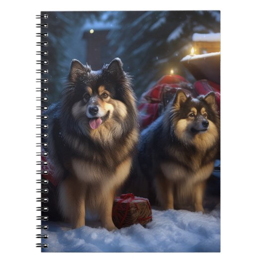 Finse Lapphund Sneeuwslee Kerst Decor Notitieboek (Voorkant)