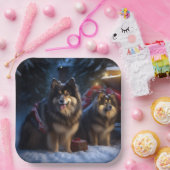 Finse Lapphund Sneeuwslee Kerst Decor Papieren Bordje (Feest)