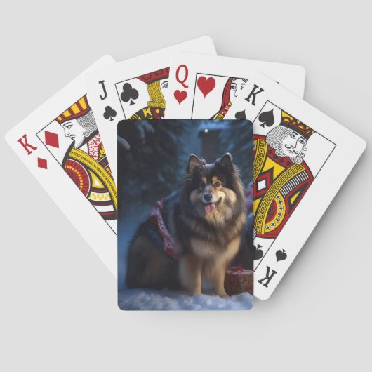 Finse Lapphund Sneeuwslee Kerst Decor Pokerkaarten (Achterkant)