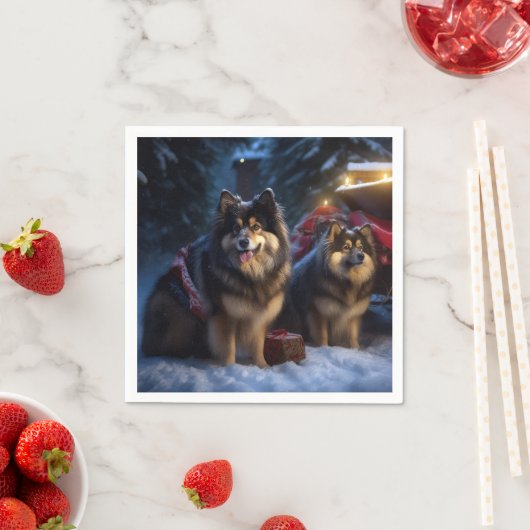 Finse Lapphund Sneeuwslee Kerst Decor Servet (Insitu)