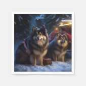 Finse Lapphund Sneeuwslee Kerst Decor Servet (Voorkant)