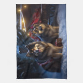 Finse Lapphund Sneeuwslee Kerst Decor Theedoek (Verticaal)