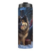Finse Lapphund Sneeuwslee Kerst Decor Thermosbeker (Voorkant)