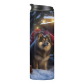 Finse Lapphund Sneeuwslee Kerst Decor Thermosbeker (Geroteerd rechts)