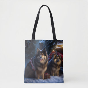 Finse Lapphund Sneeuwslee Kerst Decor Tote Bag
