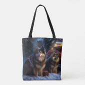 Finse Lapphund Sneeuwslee Kerst Decor Tote Bag (Achterkant)