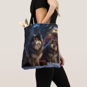 Finse Lapphund Sneeuwslee Kerst Decor Tote Bag (Dichtbij)