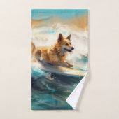 Finse Lapphund strand surfen schilderij Bad Handdoek (Handdoek)