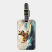 Finse Lapphund strand surfen schilderij Bagagelabel (Voorkant verticaal)