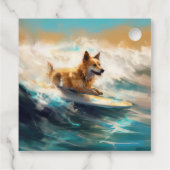 Finse Lapphund strand surfen schilderij Bedankjes Labels (Achterkant)