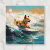 Finse Lapphund strand surfen schilderij Bedankjes Labels (Voorkant)