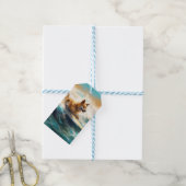 Finse Lapphund strand surfen schilderij Cadeaulabel (Met Touw)