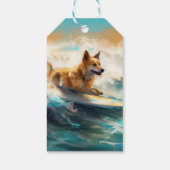 Finse Lapphund strand surfen schilderij Cadeaulabel (Achterkant)