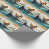 Finse Lapphund strand surfen schilderij Cadeaupapier (Hoek)