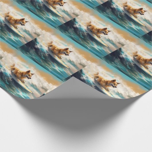 Finse Lapphund strand surfen schilderij Cadeaupapier (Hoek)