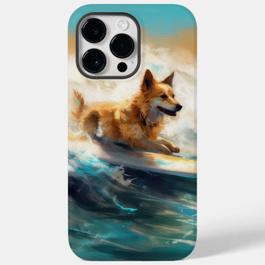 Finse Lapphund strand surfen schilderij Case-Mate iPhone Case (Achterkant)