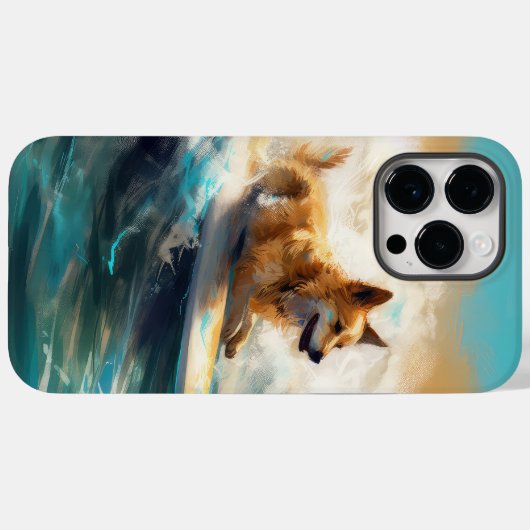 Finse Lapphund strand surfen schilderij Case-Mate iPhone Case (Achterkant (horizontaal))