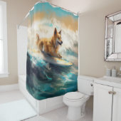 Finse Lapphund strand surfen schilderij Douchegordijn (In situ)