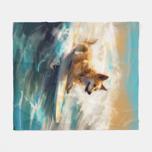 Finse Lapphund strand surfen schilderij Fleece Deken (Voorkant (Horizontaal))