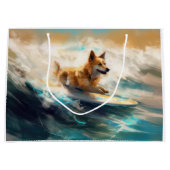 Finse Lapphund strand surfen schilderij Groot Cadeauzakje (Voorkant)