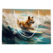 Finse Lapphund strand surfen schilderij Groot Cadeauzakje (Achterkant)