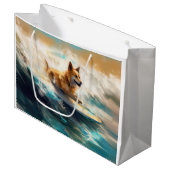 Finse Lapphund strand surfen schilderij Groot Cadeauzakje (Voorkant Gekanteld)