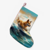 Finse Lapphund strand surfen schilderij Kleine Kerstsok (Voorkant (Hangend))
