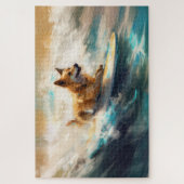 Finse Lapphund strand surfen schilderij Legpuzzel (Verticaal)