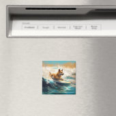 Finse Lapphund strand surfen schilderij Magneet (Insitu (Vaatwasser))