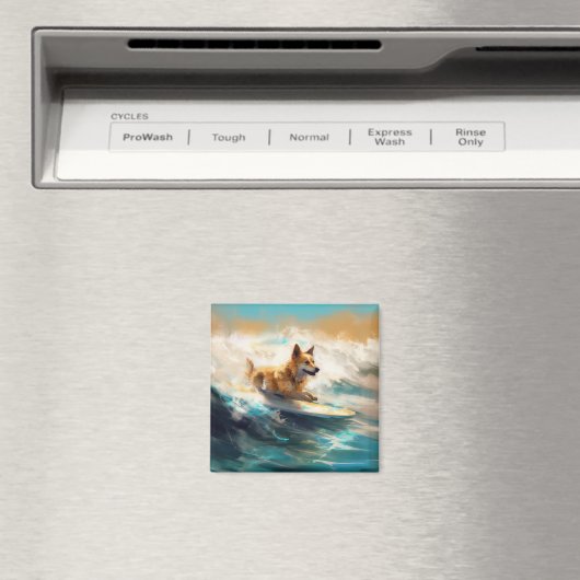 Finse Lapphund strand surfen schilderij Magneet (Insitu (Vaatwasser))